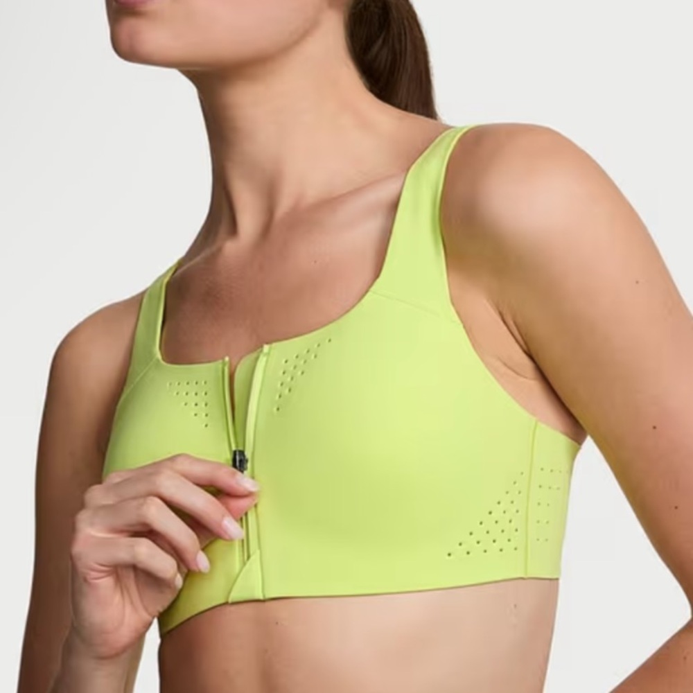Victoria's Secret VSX featherweight max front closure Neon Yellow Sports Bra